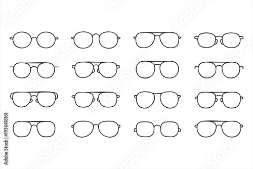 Minimal Sunglasses And Eyewear Fashion Outline Icon Set