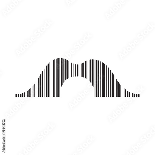 Abstract archway created from vertical black lines resembling a barcode pattern