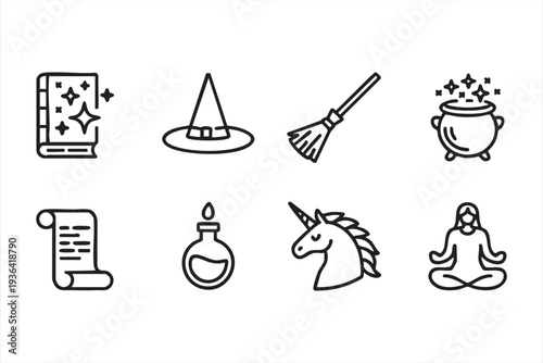 Romantic Wedding Event And Bridal Ceremony Icon Set