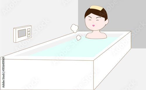 入浴中の男性のイラスト素材