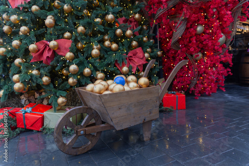 New Year's decorations at the Wine and Cheese restaurant, Kiparisnoye, Crimea, Russia, 10.01.2026