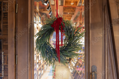 New Year's decorations at the Wine and Cheese restaurant, Kiparisnoye, Crimea, Russia, 10.01.2026