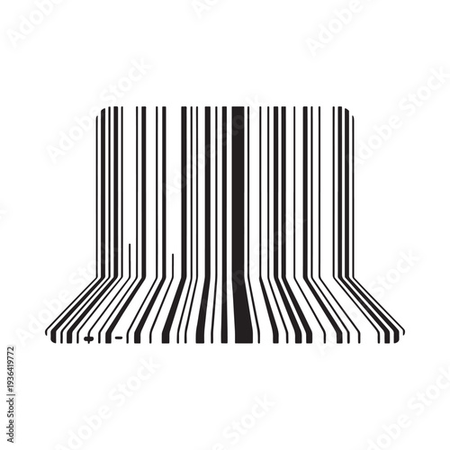 A stark black and white image displaying a standard vertical barcode on white