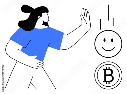 Cryptocurrency rejection. Cryptocurrency concept exploring financial systems and online interaction. Cryptocurrency touches digital trends, blockchain, and fintech technology. For finance