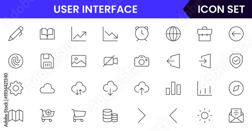 User interface icons depicting menus, buttons, navigation, dashboards, layouts, controls, interaction, usability, screens, wireframes, elements, responsiveness, accessibility, design, and functionalit