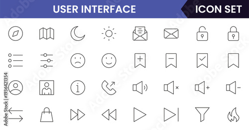 User interface icons depicting menus, buttons, navigation, dashboards, layouts, controls, interaction, usability, screens, wireframes, elements, responsiveness, accessibility, design, and functionalit