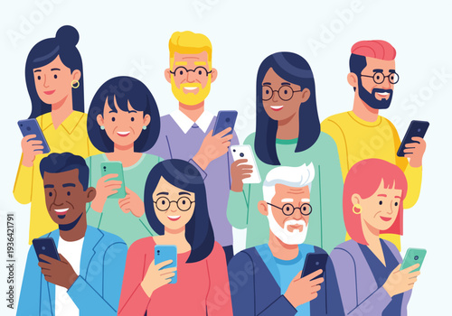 Diverse Group of People Using Smartphones