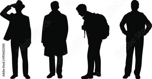 Massive collection of diverse people silhouettes and flat vector characters wearing trendy casual streetwear and business outfits isolated on white background for commercial design