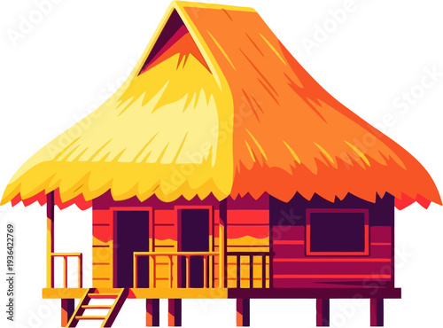 Beach hut bungalow standing as exotic vacation stay