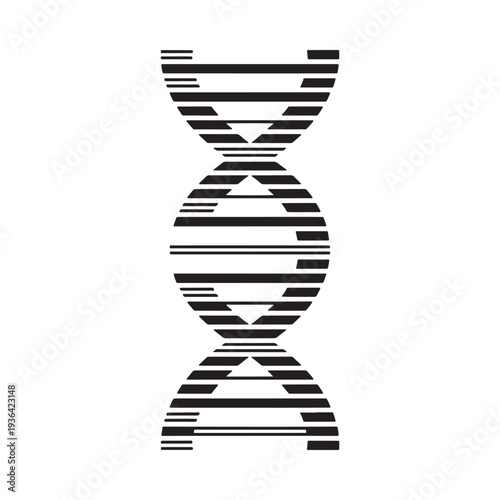 Abstract representation of a dna double helix with horizontal lines