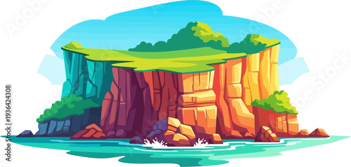 Massive coastal cliff rising above the turquoise ocean