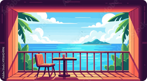 Scenic ocean view from private balcony with furniture