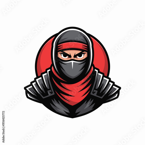 Ninja assassin in black and red mask