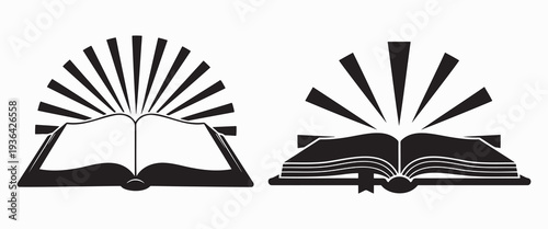 Open Holy Bible With Light Rays Christian Good Friday Silhouette Vector