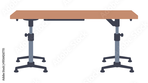 Adjustable height rolling laptop desk with wooden top and metal legs
