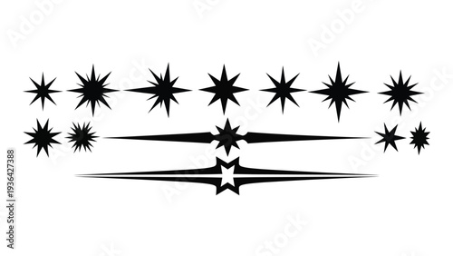 A black and white image of starburst shapes