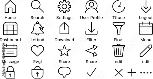 Set of 20 web interface icons vector