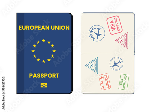 european union passport illustration template official id document