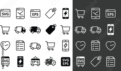 Set of 25 e-commerce icons vector