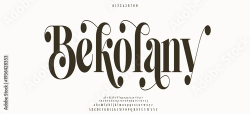 Bekolanv Elegant Font Uppercase Lowercase and Number. Classic Lettering Minimal Fashion Designs. Typography  fonts regular decorative vintage concept. vector illustration