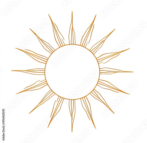 A stylized sun illustration with radiating rays and a central blank circle