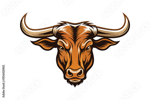 Long horn cow head vector illustration isolated on white background