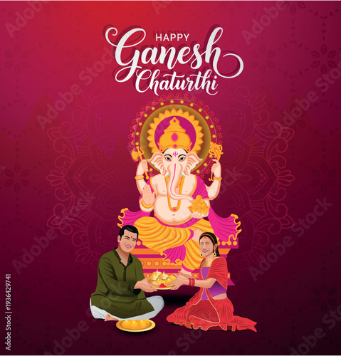 Happy ganesh chaturthi traditional greeting card for social media Happy ganesh chaturthi greetings festival

