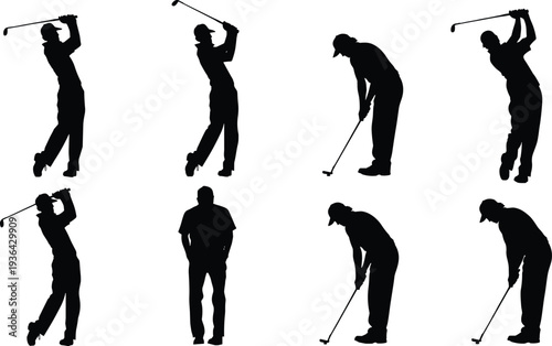 Set of female profile head silhouettes with different hairstyles including ponytails, buns, braids, short hair, long hair, and curly hair textures.