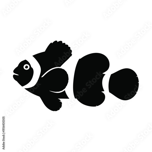 Stylized black and white illustration of a pufferfish in a curved pose