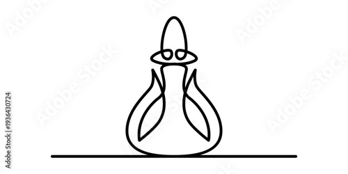 Abstract continuous one line art ink bottle vector illustration