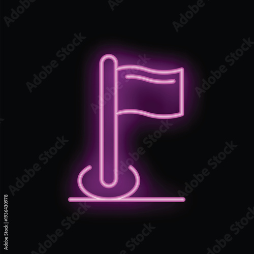Neon pink flag waving on black background, great for projects needing a touch of retro style