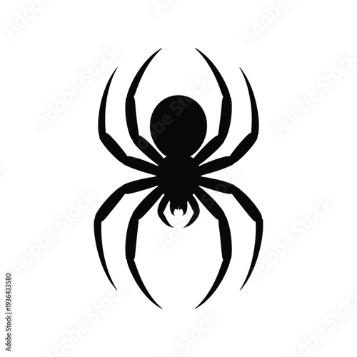 Simple black silhouette of a spider with long curved legs