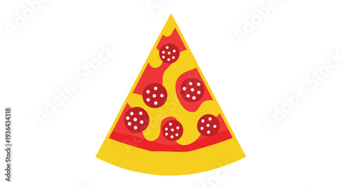 Single slice of pepperoni pizza vector illustration