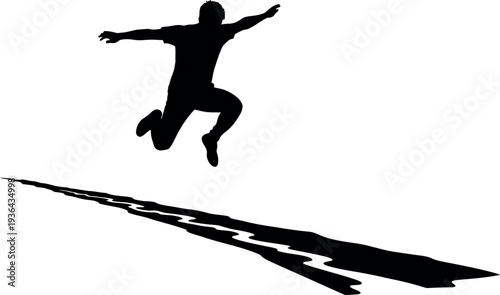 Athletic sports silhouette of a person jumping in air