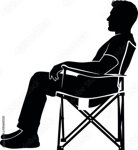 Sports silhouette of a man sitting in a folding chair