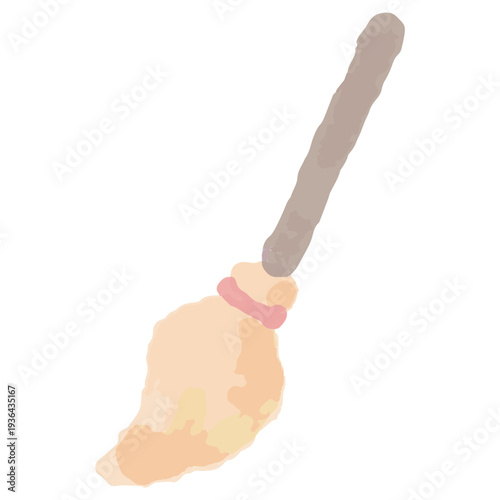 魔女の空飛ぶほうきの水彩イラスト 10月の幼稚園・保育園向けやさしい挿絵シリーズ