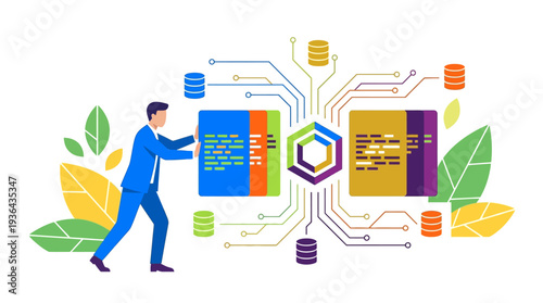 Logistics and transportation workers managing warehouse operations on a conveyor belt system with industrial machinery in the background