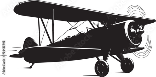 biplane,side,propeller flat design for vintage aircraft icon vector graphic for museum exhibit