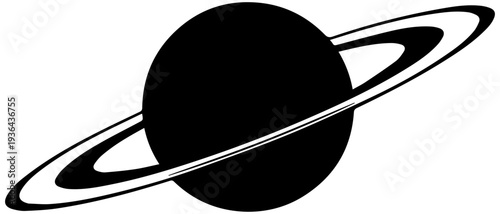 Planet with Rings Silhouette Space Astronomy Icon