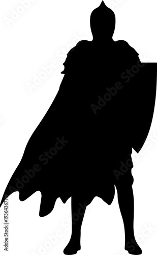 Medieval Knight Warrior Silhouette Armor and Shield