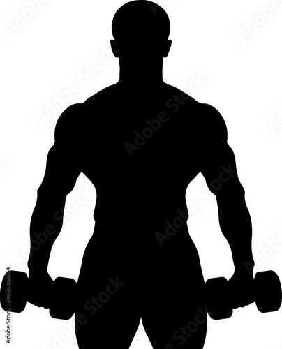 Bodybuilder Silhouette Holding Dumbbells
