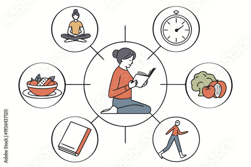 A person managing their time with various activities