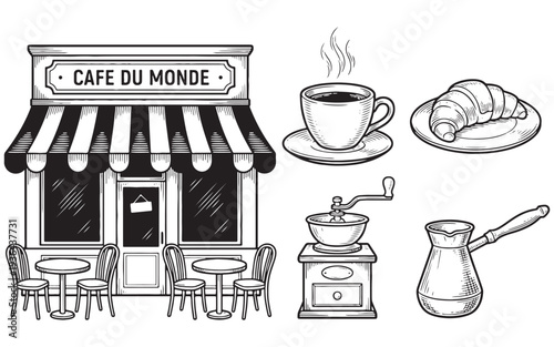 Vintage Cafe du Monde French Coffee Shop and Pastry Set