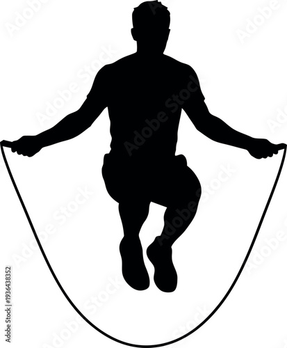 Sports silhouette of a person jumping rope