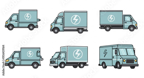 Electric Delivery Trucks Various Angles.