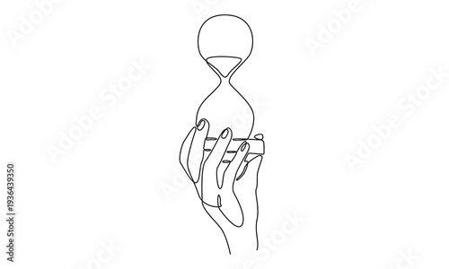 continuous line of hand holding hourglass illustration