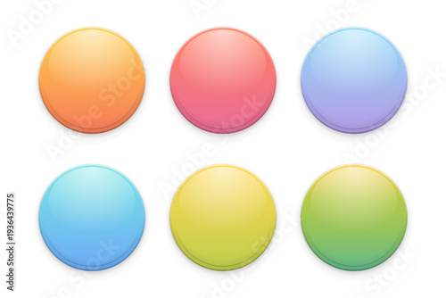 Set of soft gradient round UI buttons in vibrant colors