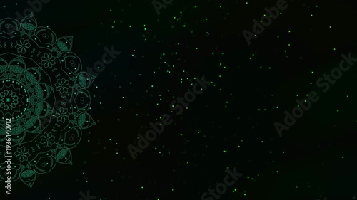 Radiant Geometry Drifting Across a Sacred Islamic Mandala Background, crafted for Eid promotional videos, Ramadan greeting animations, mosque interior projections, and Islamic event branding