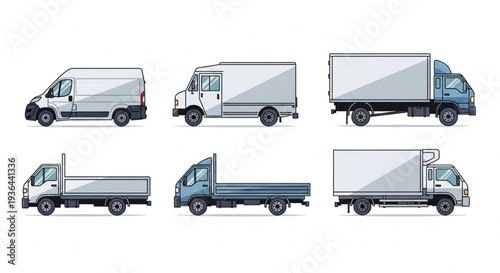 Delivery Trucks Various Sizes Vector.