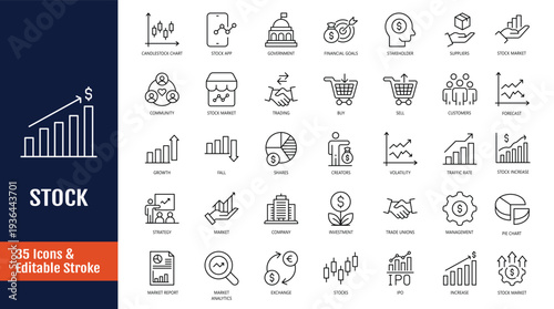 Stock icon set. Outline icon with Editable stroke. Vector illustration